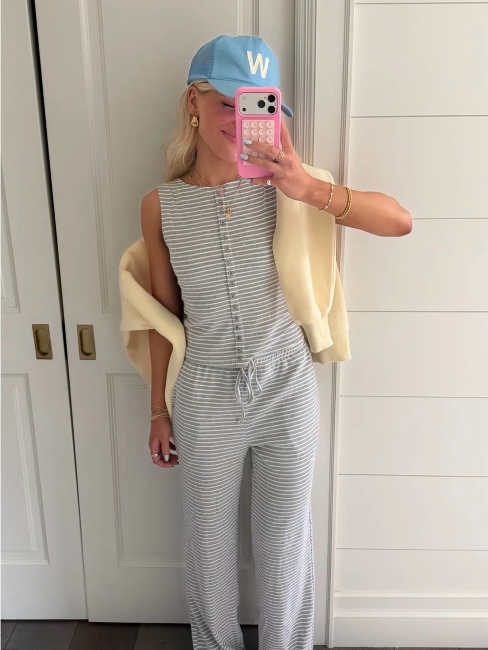 Bailey Rose Gray Striped Knit Matching Set Size M